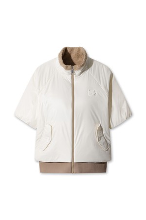 Women Reversible padded half vest_IVORY-a