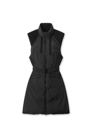 Women Long down vest_BLACK-a