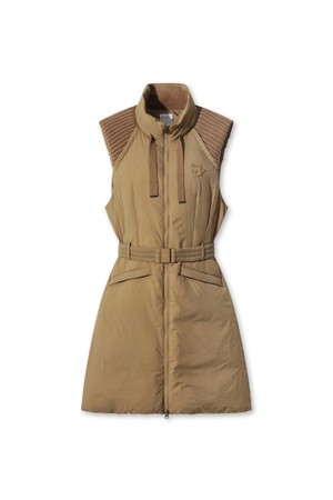Women Long down vest_BROWN-a