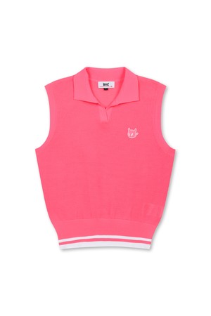 Women Mesh Polo Knit Vest