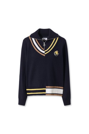 Women Asymmetrical Rib Quarter-Zip Sweater