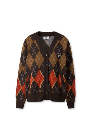 Women Argyle Knit Cardigan