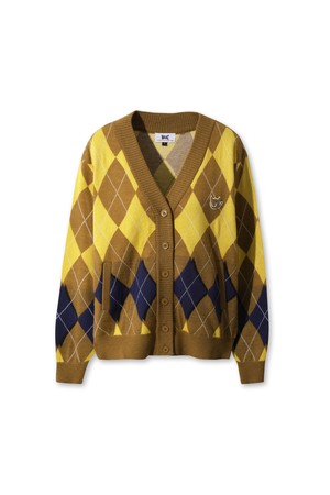 Women Argyle Knit Cardigan