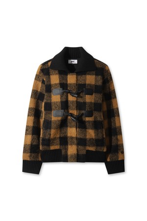 Women Tartan Check Knit Blouson Jacket