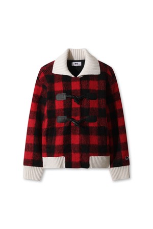 Women Tartan Check Knit Blouson Jacket