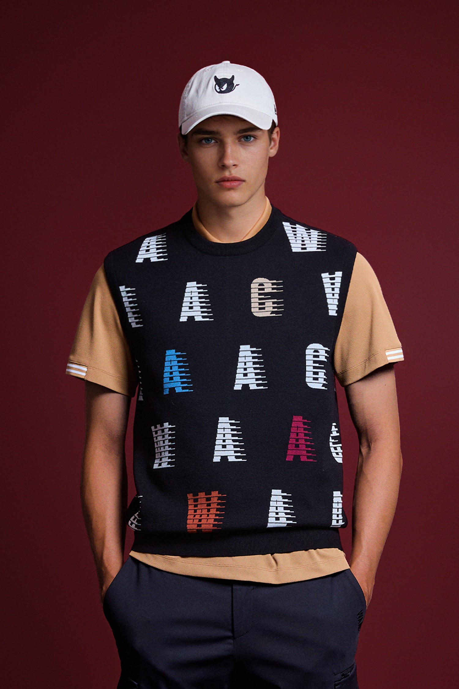 왁] Men Colored WAAC Knit Vest