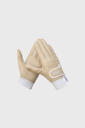 Women Color Golf Glove(1 Pair)_BEIGE-a