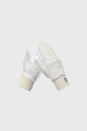 Women Synthetic Leather Golf Gloves(1 Pair)_IVORY-a