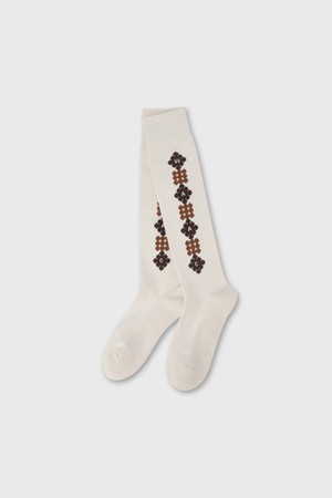 Women Logo Knee Socks_IVORY-a
