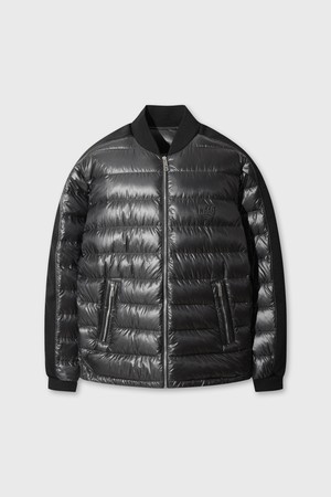 Men Elastic Cuff Detail Down Jacket_BLACK-a