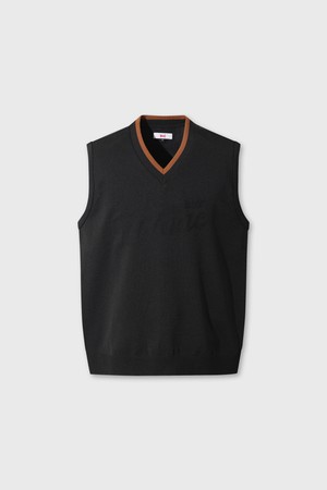 Men Hybrid V-neck Knit Vest_BLACK-a