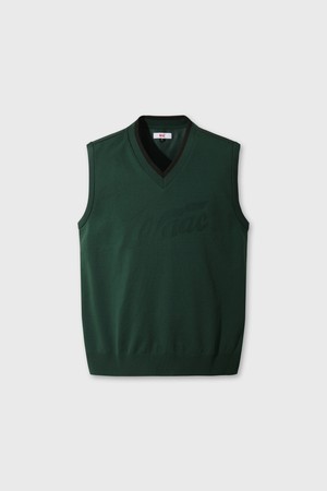 Men Hybrid V-neck Knit Vest_GREEN-a
