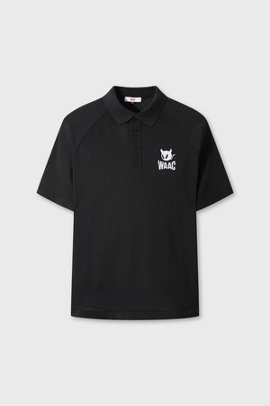 PLAYER'S EDITION Men Emblem Knit Polo_BLACK-a