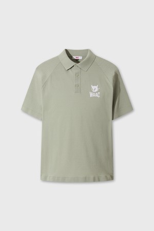 PLAYER'S EDITION Men Emblem Knit Polo_KHAKI-a