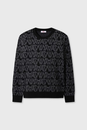Men Logo Patterned Sweater_BLACK-a