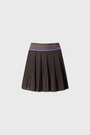Women Rainbow pleats skort_BROWN-a
