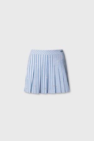 Women Seersucker Skort_BLUE-a