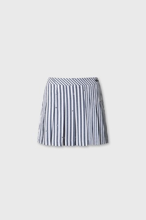 Women Seersucker Skort_NAVY-a