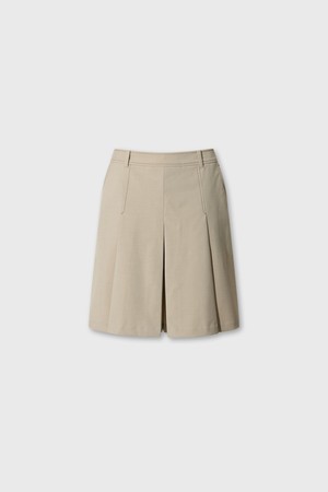 Women Pleats bernuda pants_IVORY-a