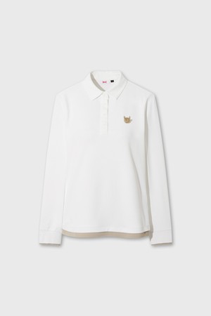 Women Faux Layered Polo_IVORY-a