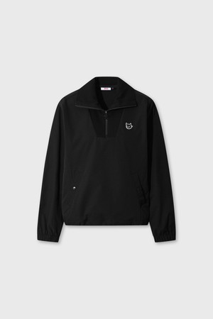 Women Knit Collar Woven Quarter-zip Pullover