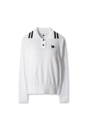 Women Big Collar Knit Hybrid Polo_WHITE-a