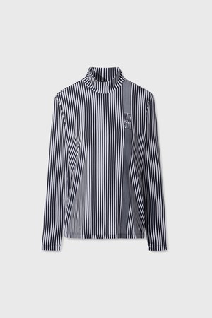 Stripe Pattern Highneck Top_BLACK-a