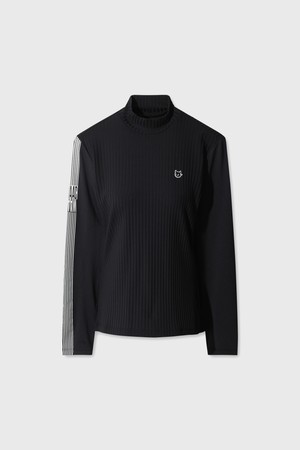 Cool Ribbed Hybrid Mockneck Top_BLACK-a