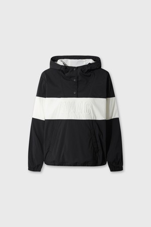 Women Fleece-lined Woven Anorak_BLACK-a