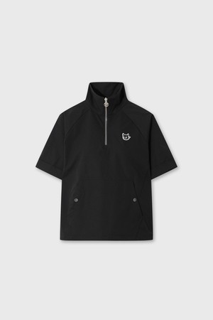 Women Woven Quarter-zip Anorak_BLACK-a