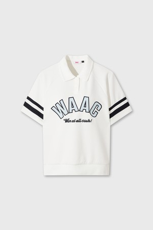 Women Logo Loose Fit Polo Sweatshirt_WHITE-a