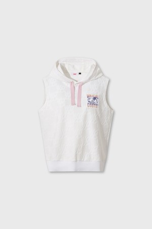 Women Logo Jacquard Hooded Vest (Set-up)_WHITE-a