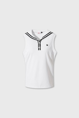 Women Sailor Collar Cool Ribbed Sleeveless_WHITE-a