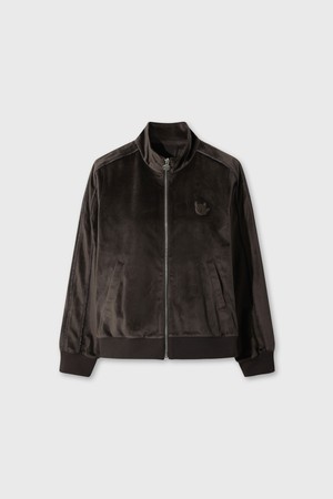 Women Velvet like set-up Jacket_BROWN-a