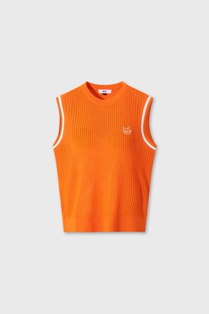 Women Mesh Crewneck Knit Vest_ORANGE-a