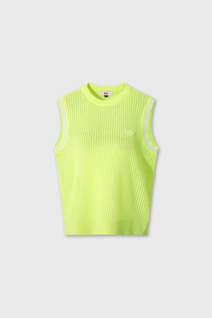 Women Mesh Crewneck Knit Vest_GREEN-a