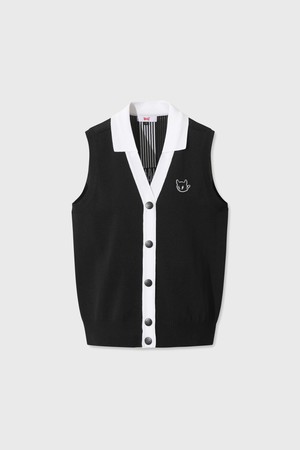 Mesh Knit V-neck Cardigan Vest