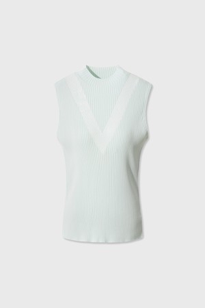 Ribbed Knit Sleveless Top_GREEN-a