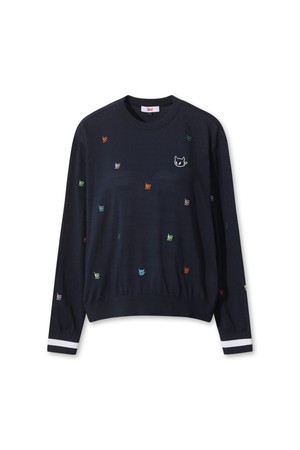 Multicolor Embroidered Sweater_NAVY-a
