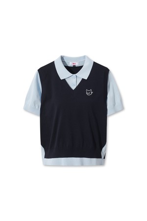 Faux Layered Knit Polo (Set-up)