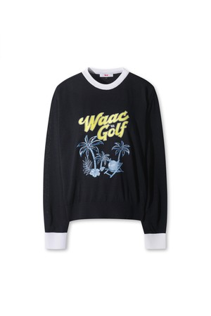[Exclusive] Women Palm Tree Crewneck Sweater_NAVY-a