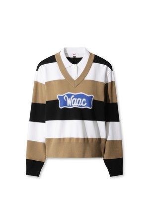 Faux Layered Stripe Knit Polo