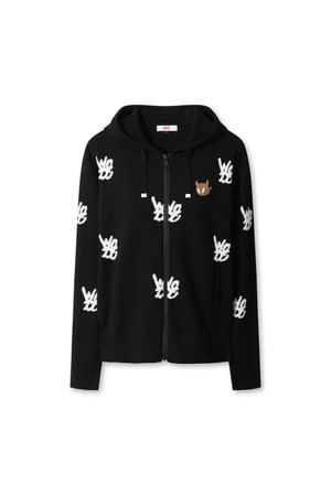 Logo Pattern Hooded Zip-up_BLACK-a