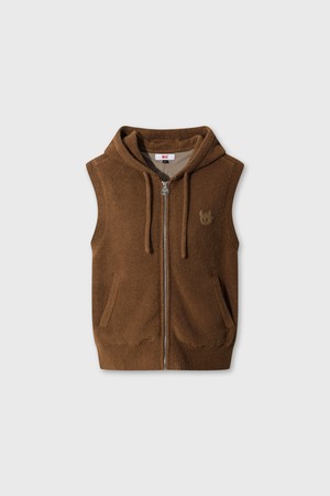 Women Pluffy Hooded Knit Vest (Set-up)