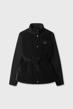 [Exclusive] Woman Knit Hybrid Down Jacket_BLACK-a