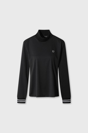 Women Windproof High Neck Mid Layer_BLACK-a