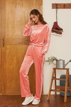 CLWP9117 엘레강스 벨벳 트레이닝 팬츠 환타_ORANGE-a