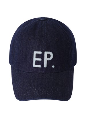EP 아플리케 데님 워시드 볼캡 딥 인디고