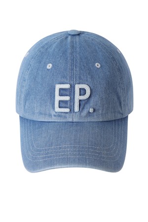 EP 아플리케 데님 워시드 볼캡 라이트 인디고
