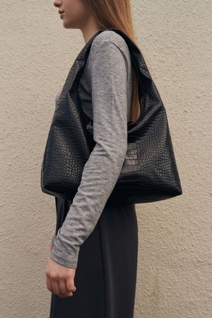 Croco shopper bag - black